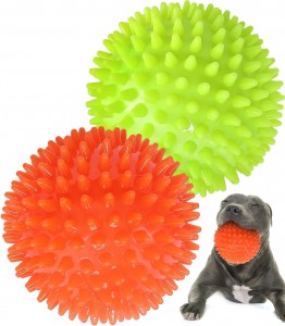 Dog Squeaky Spiky Ball Flashing Elastic Chew Toys for Puppy