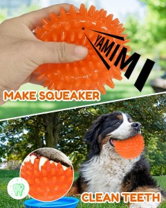 Dog Squeaky Spiky Ball Flashing Elastic Chew Toys for Puppy