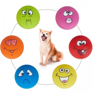Интерактивна топка за играчки за џвакање кучиња за џвакање на смешни пискливо лице од латекс