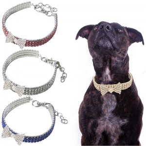 Luxuriöses Hundehalsband mit Strasssteinen und Kristallen