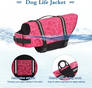 Biztonsági fürdőruha tartósító fényvisszaverő csíkokkal, kutya mentőmellénnyel