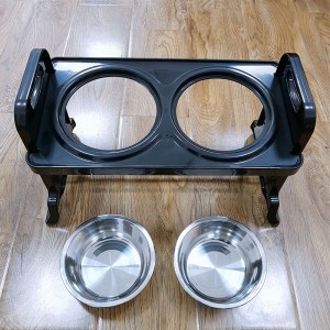Stainless Steel Adjustable Elevated Pet Double Bowl