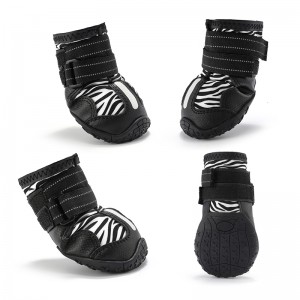 Lieta tse Ncha tsa Zebra Pattern Metsi Reflective Dog Shoes