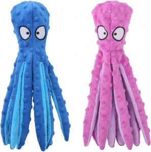 Wholesale Custom Octopus Shape Dog Squeaky Toys No Stuffing Plush Dog Cat Toy Pet Chew Toys