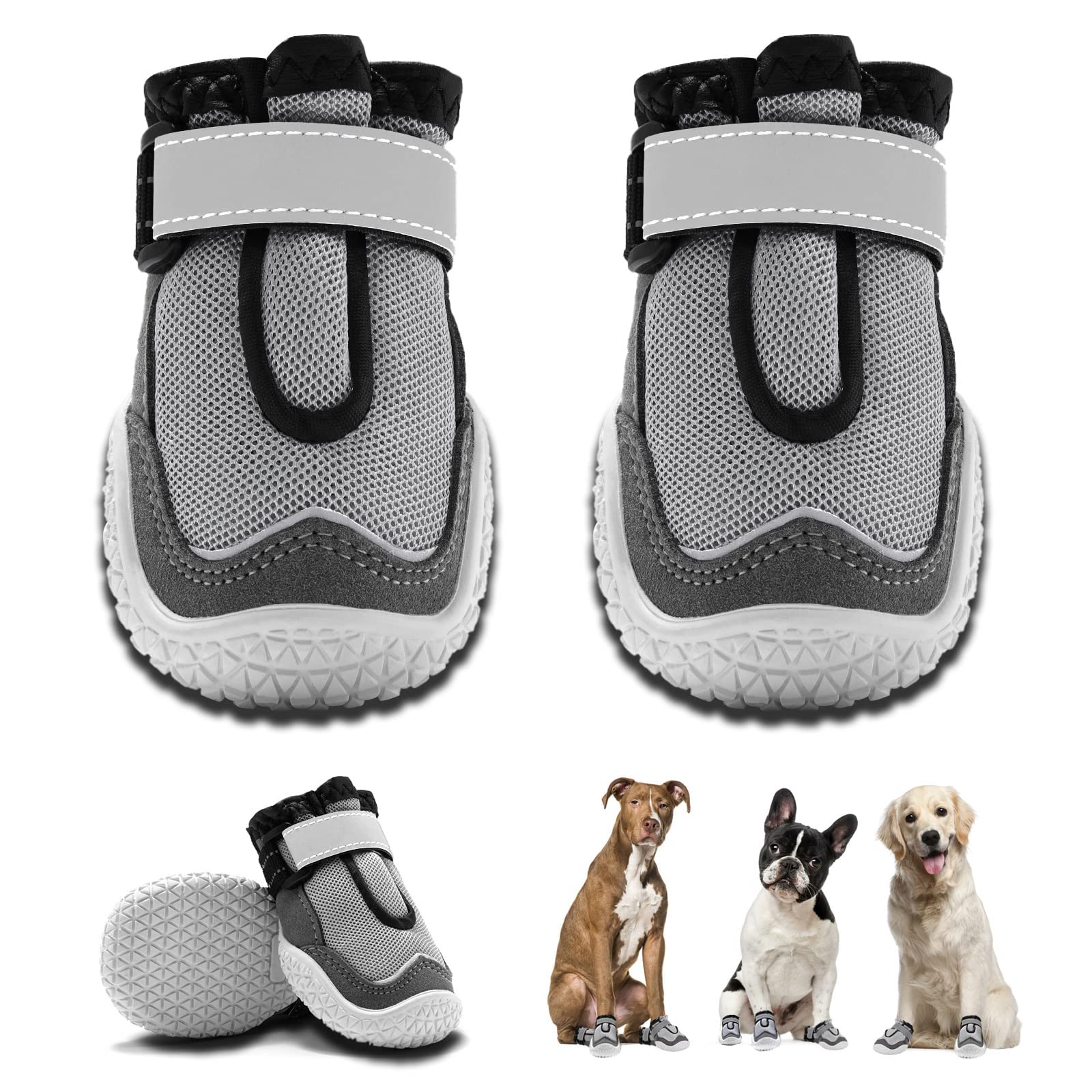 Предпазител за лапи на домашни любимци на открито – Обувки за кучета със светлоотразителни ленти