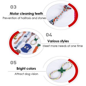 Custom 8Pcs/Set Durable Dog Toy Pack Interactive Cotton Rope Squeaky Dog Toy