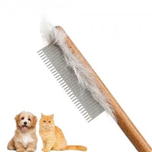 Sisir Penghilang Bulu Kucing Gagang Kayu Tahan Lama Alat Perawatan Hewan Peliharaan