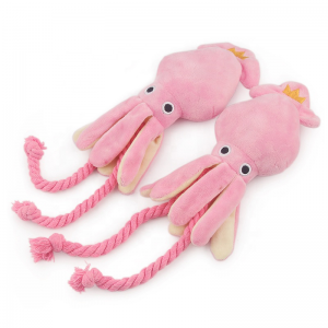 Cute Design Flannel Octopus Shape Pet Chew Toys Durable Rope Squeaky Pet Dog Chew Toys