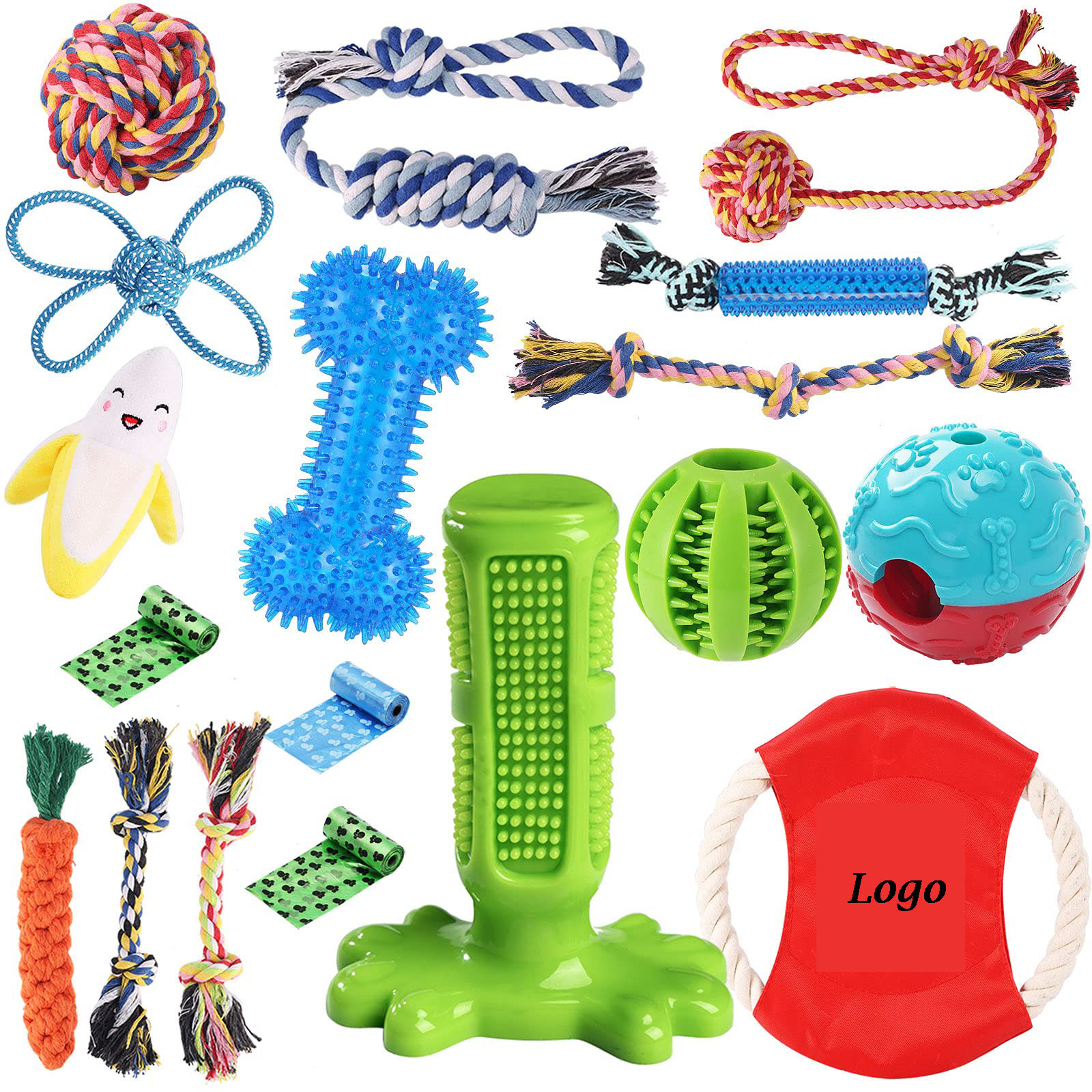 18 Pack Dog Chew Toys Kit untuk Puppy