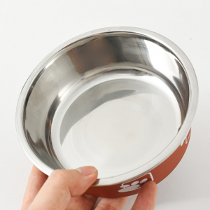 Utskrift av rostfritt stål Drickskål för husdjur inomhus eller utomhus bärbar halkfri hund Kattmatskålar husdjursmatare