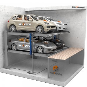 Sistema de aparcamento subterráneo independente para 4 coches con foso