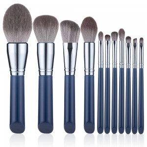 11PCS High Quality Large Loose Powder Foundation Highlight Contour Eyeshadow Oblique Eyebrow Soft Hair Makeup Brushes Set