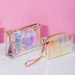 Wholesale Magic Color Laser Transparent Cosmetic Bag Portable Storage Bag Multifunctional Washing Bag