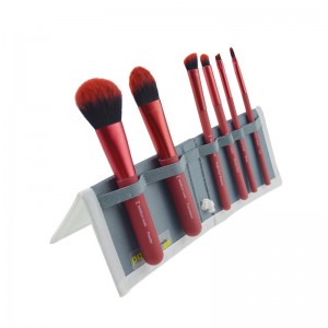 OEM/ODM Supplier Smudge Brush Set - Customized 6pcs Portable Red Travel Makeup Set Synthetic Makeup Brush set Practical Set for Makeup Beginner with PU Bag – MyColor