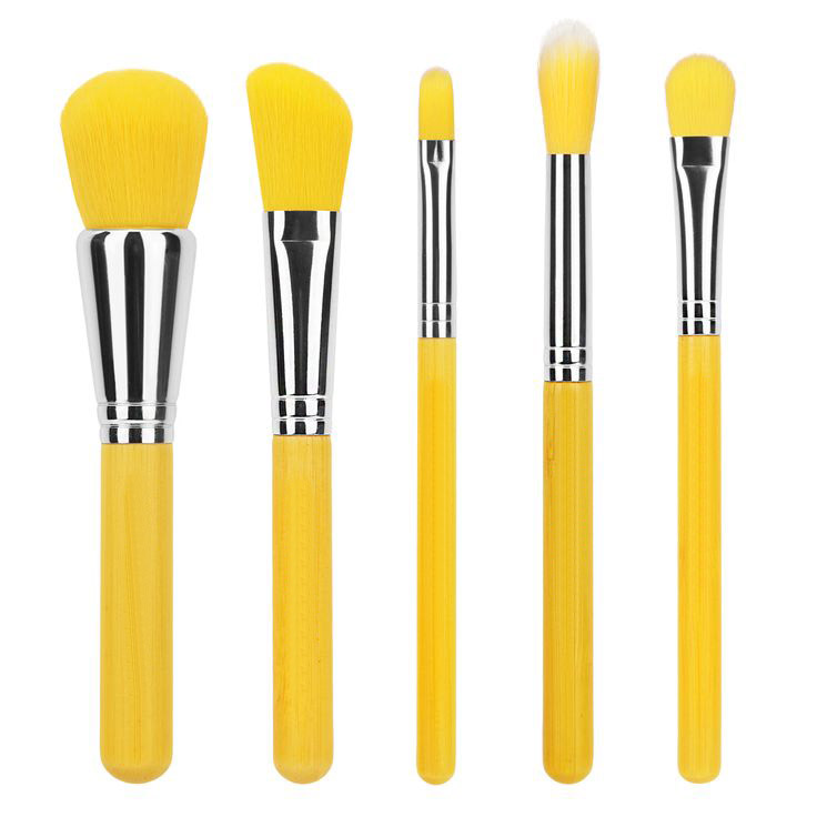 5pcs bamboo handle cosmetic brush set