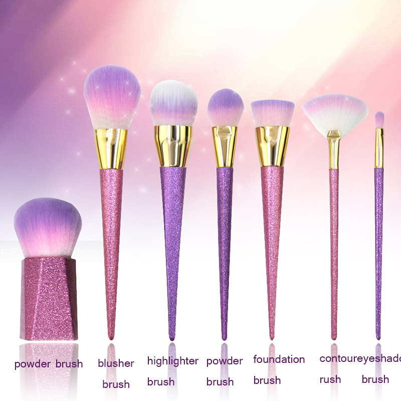 colorful shinning makeup brushes