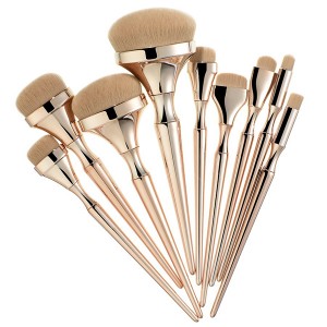 New design gold makeup brushes set 9pcs cosmetic tools foundation powder blush brush