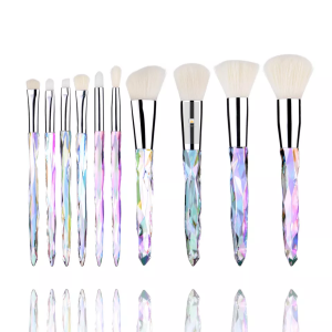 10PCS Professional Cosmetic Brush Set Diamond Plastic Handle Synthetic Hair Eye Blush Makeup Brushes