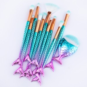 11PCS Mermaid Cosmetic Makeup Brush Set