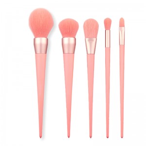 5PCS Portable Makeup Brush Set Pink Handle Vegan Hair for Powder Foundation Eye Shadow