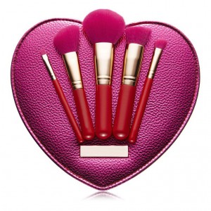 5pcs travel makeup brush set with sweetheart bag