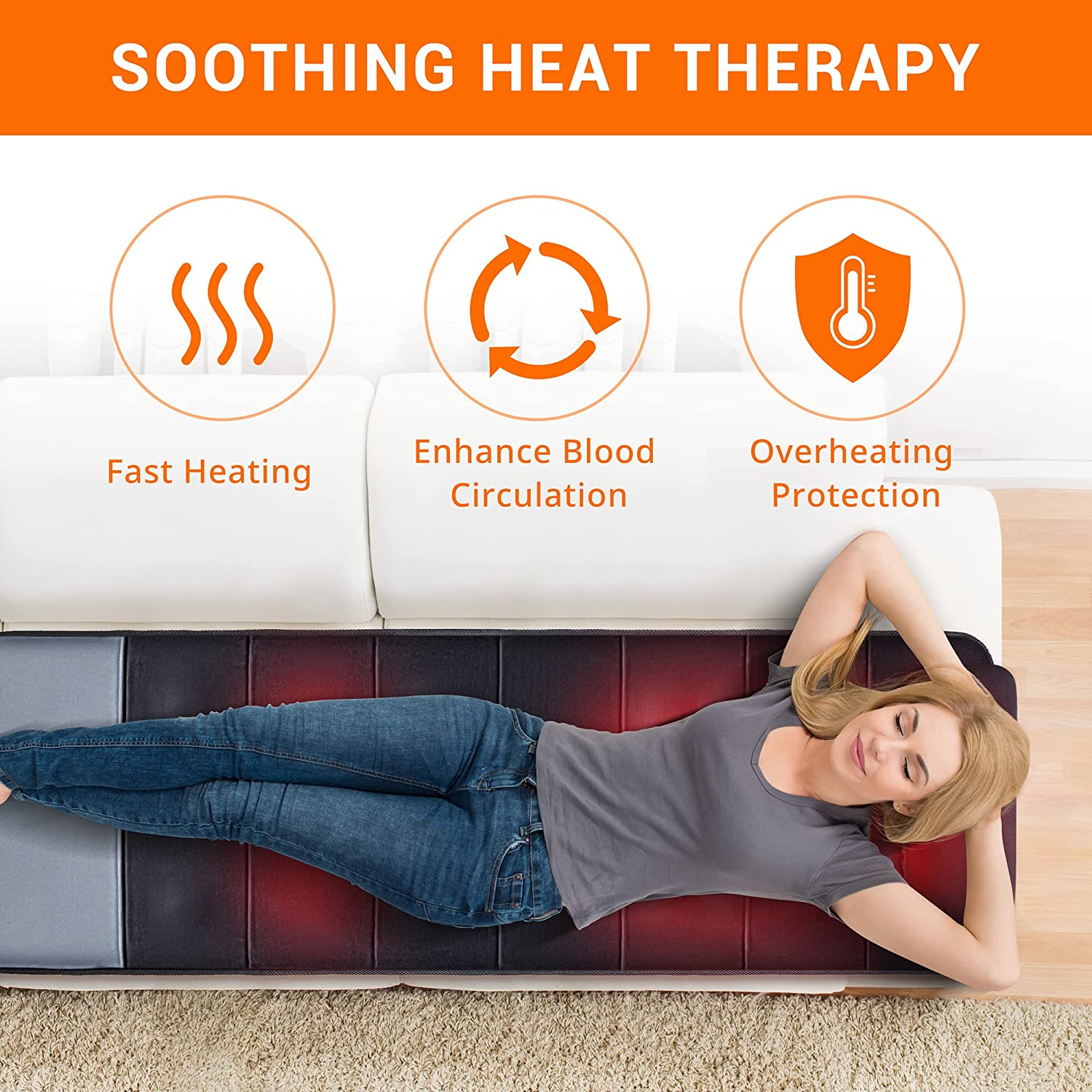 Mynt Heating Massage Mat Memory Foam Cushion with Adjustable Pillow