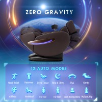 Mynta Massage Chair, Zero Gravity Full Body Massage Chair Recliner with SL Track, AI Voice Control, LCD Screen, Quick Access Buttons, USB Charger, Auto Body Scan, Bluetooth, Brown