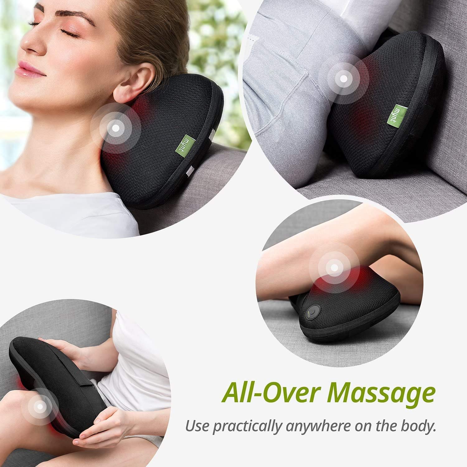 Mynt Shiatsu Heat Massage Pillow with 4 Massage Balls