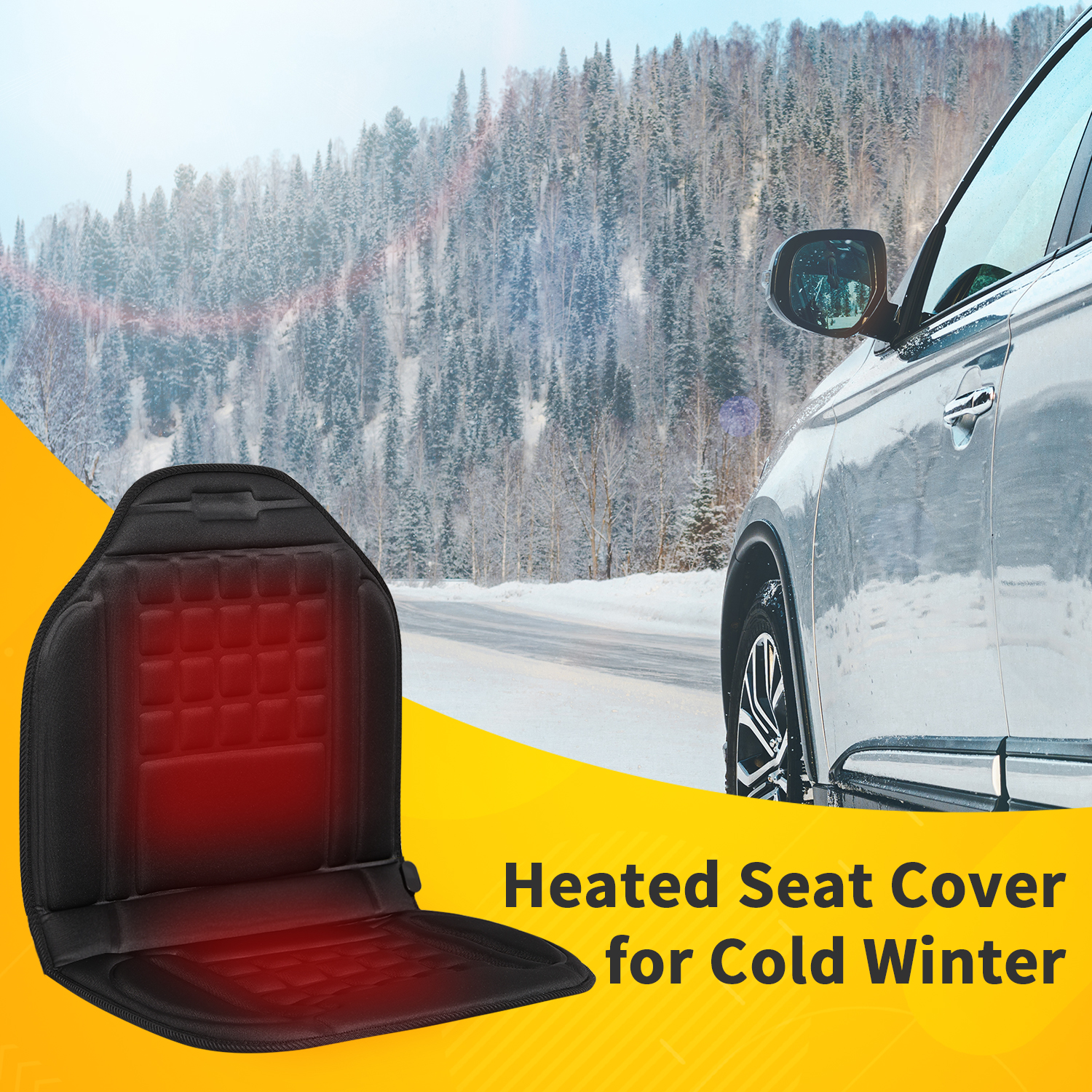 Mynt Heated Seat Soft Polyester Accessories for Back Hip in the Winter for Car