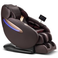 Mynta Massage Chair, Zero Gravity Full Body Massage Chair Recliner with SL Track, AI Voice Control, LCD Screen, Quick Access Buttons, USB Charger, Auto Body Scan, Bluetooth, Brown