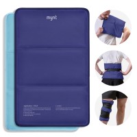 Mynt Reusable Gel Ice Pack with Large Size of 21”x13” and 2 Adjustable Straps for Neck Shoulder Back Waist Leg Knee Ankle Injuries(Navy Blue)