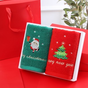 Christmas Gift 100% Cotton Hand Towel With Embroidery Logo Towel Set In Gift Box