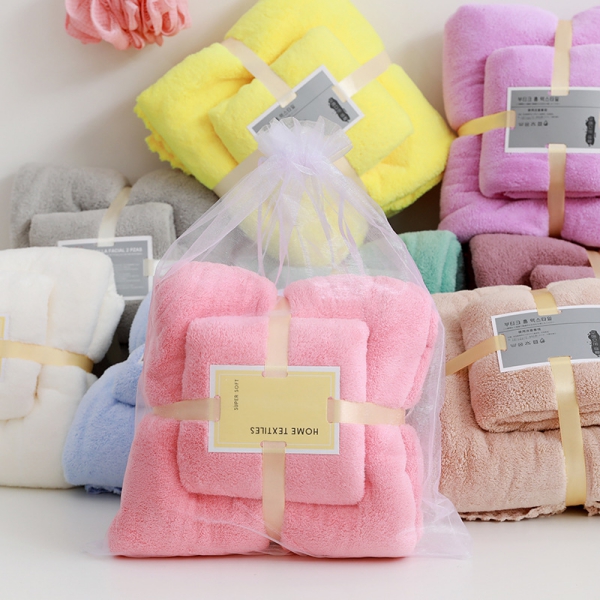 Custom Logo Coral Fleece Quick Dry Soft Face Bath Towel Set Featured Image