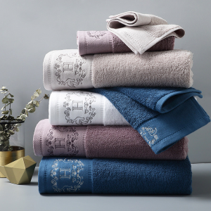 Best Luxury Hotel Embroidered Bath Towel Set 100% Cotton Hotel Supplies Custom Logo