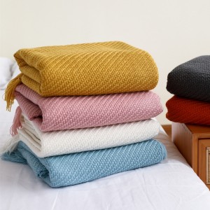 Wholesale Knitted Blanket Chenille Knitted Blanket Throw Blanket With tassels
