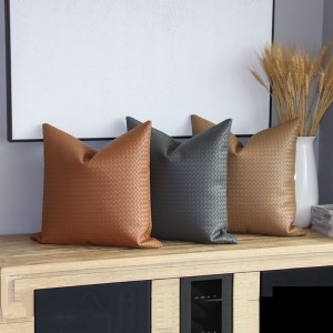 Modern light luxury minimalist woven PU leather sofa pillow case cushion cover