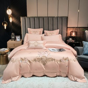 Luxury Embroidery 60S 400TC 100% Cotton Tencel Bedding Sets Tencel Bed Lines