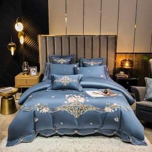 Luxury Embroidery 60S 400TC 100% Cotton Tencel Bedding Sets Tencel Bed Lines