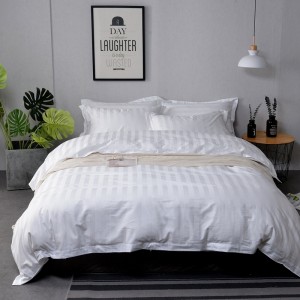 Wholesale Luxury Hotel Bed Room Linens Egyptian Cotton Satin Stripe Bedding Set Bed Sheet Set