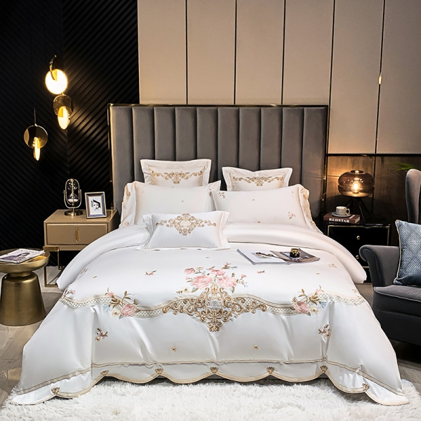 Luxury Embroidery 60S 400TC 100% Cotton Tencel Bedding Sets Tencel Bed Lines Featured Image
