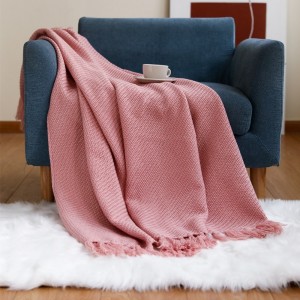 Wholesale Knitted Blanket Chenille Knitted Blanket Throw Blanket With tassels
