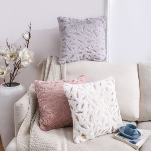 Wholesale Luxury Double-sided Feather Gilding Plush Throw Pillow Case