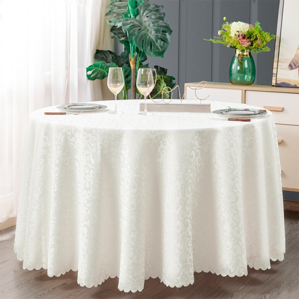 100% polyester 120 round white tablecloths for wedding Featured Image