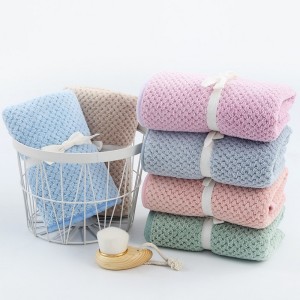 Thickened Coral fleece absorbent quick dry towel pineapple plaid face hand shop towels