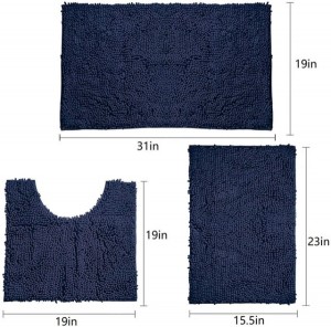 Amazon Hot Sale Thickened And Encrypted Chenille 3 Pieces Non Slip Bath Mat Set