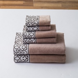 Manufacturers Custom Grey European Elegant Pattern 100% Cotton Hand Bath Towel Gift Set