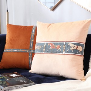 European light luxury flannelette lace headrest pillow case horse jacquard cushion cover