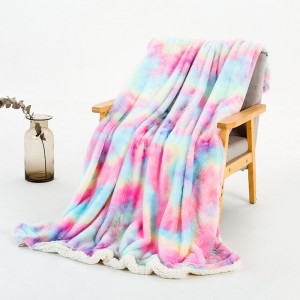 Wholesale High Quality Colorful Puffy Blanket Double Layer Tie Dye Plush Blanket