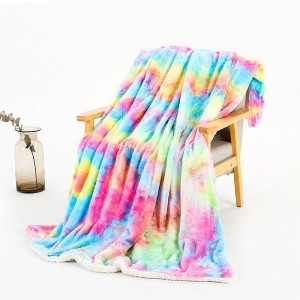 Wholesale High Quality Colorful Puffy Blanket Double Layer Tie Dye Plush Blanket