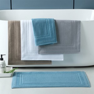 Hotel Absorbent Jacquard Design Anti Slip 100% Cotton Bath Mat Bathroom Mats